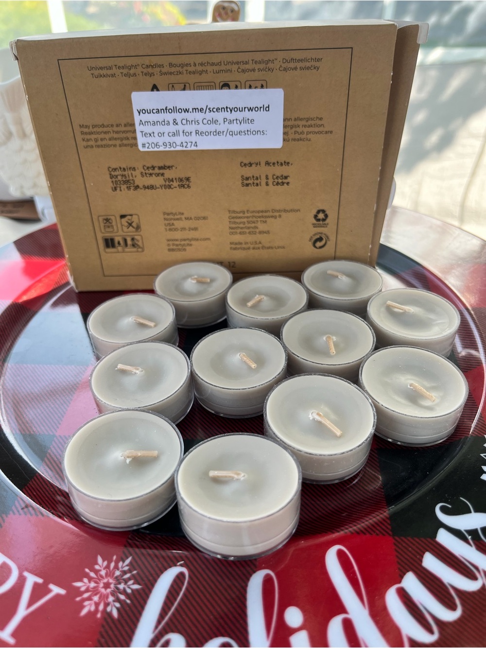 Partylite Gray Nature Christmas Holiday Santal & Cedar Tealights